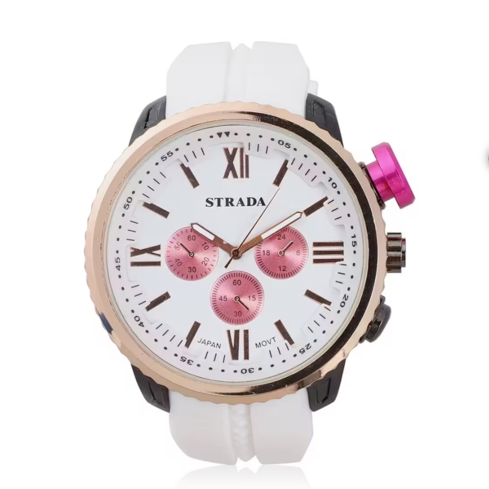 Strada Japanese Movement Peach false Button Dial Watch